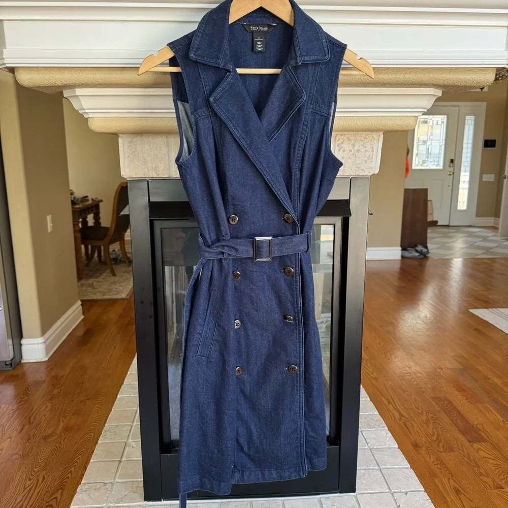 WHBM Denim Sleeveless Trench Dress Size 6 - Picture 2 of 5